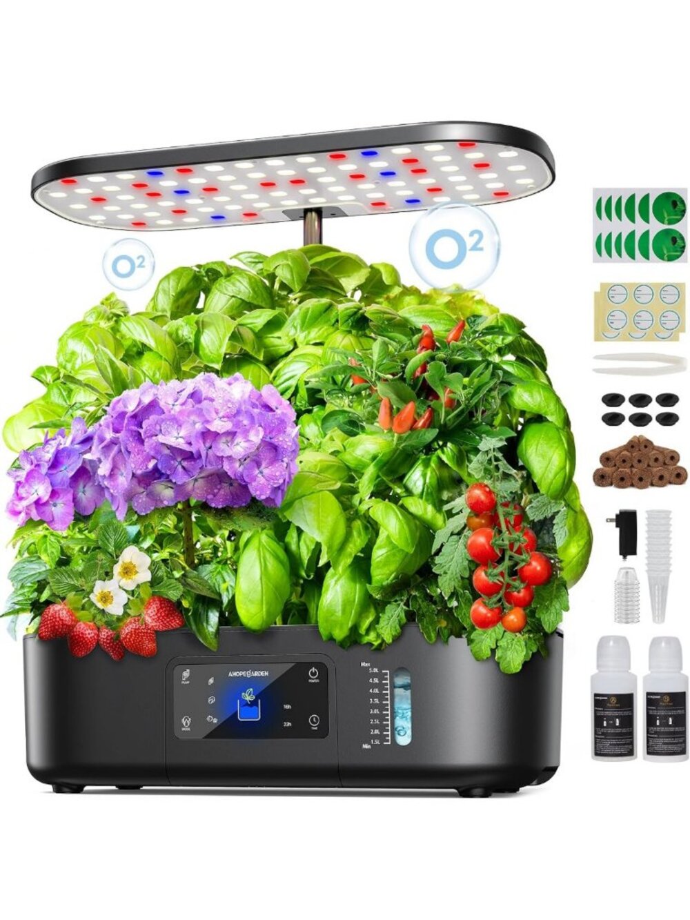 Hydroponic Growing System Kit with 12 Pods & LCD Control Panel for Home